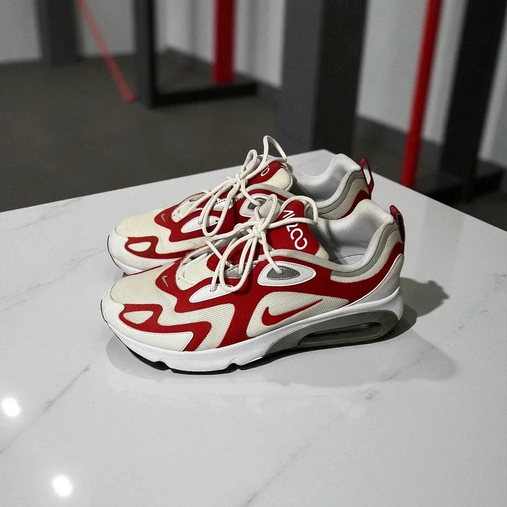 Nike‎ Air Max 200 AQ2568-100 White Red Men's Athletic Shoes Size 13
